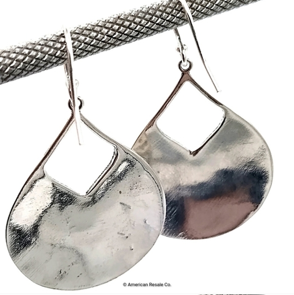JUST IN! Sterling Silver Oxidized Hammered Pear Shape Earrings .925